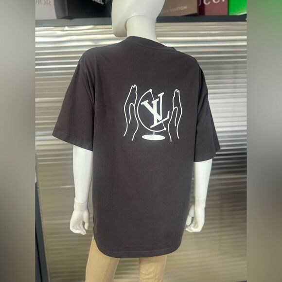 Louis Vuitton Washed Print Cotton Black T-Shirt Marque L. Vuitton Deposee - Picture 9 of 15